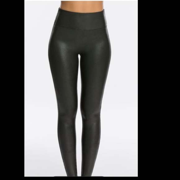 SPANX Pants - SPANX Faux Leather Leggings size medium NEW